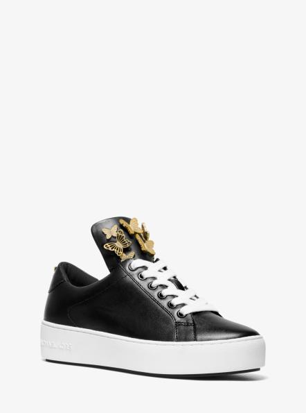 michael michael kors felicia leather and canvas platform trainer